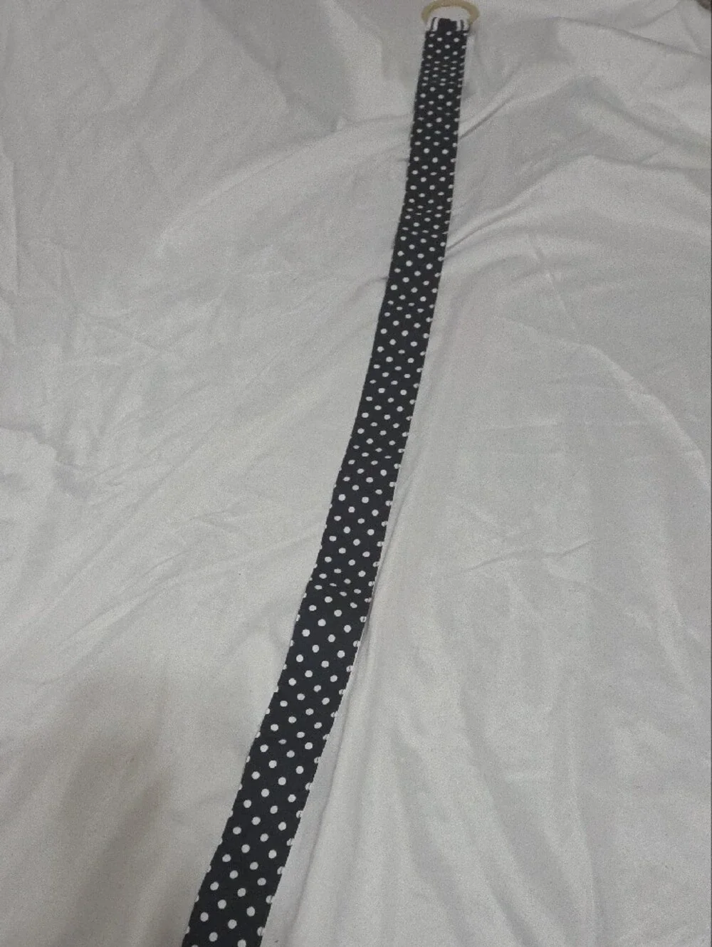 Striped Navy Blue & White Adjustable Belt Gold Slide Buckle, Waist Size 28-42